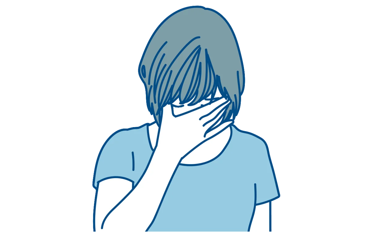 頭痛に耐える女性